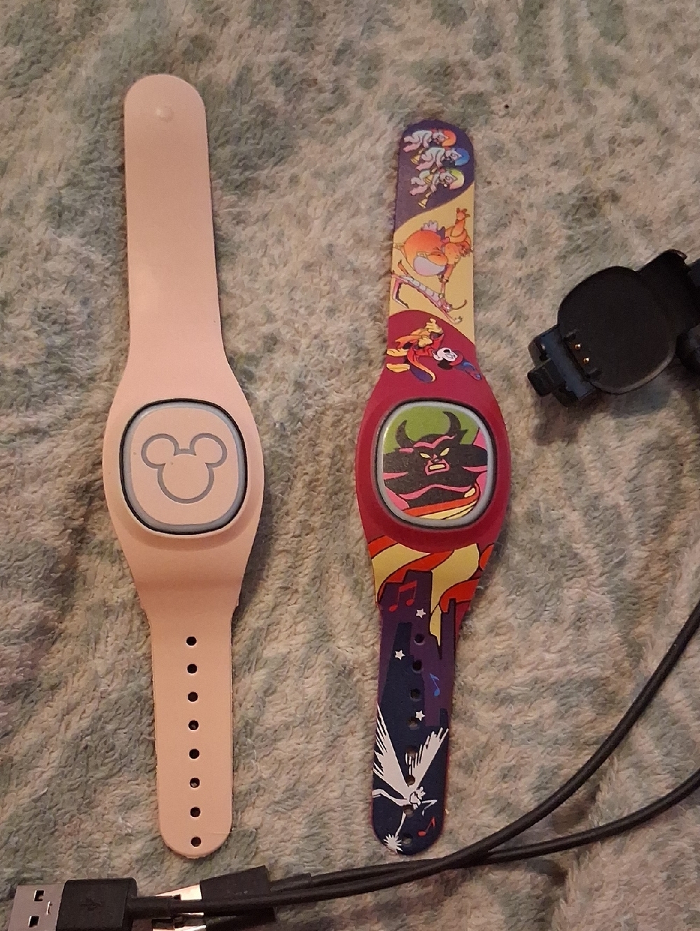Disney Silicone Wearable Bands Set — Pink and Multicolor Character Strap Used